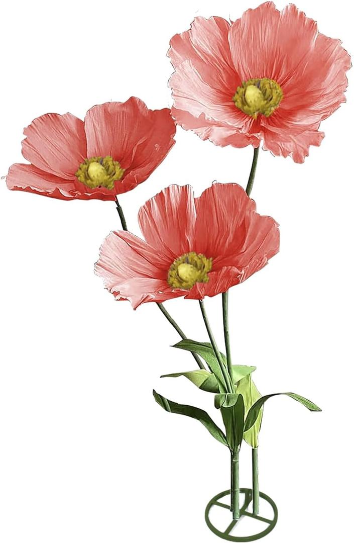 3Pcs Artificial Flowers for Outside, Large Flower Decorations for Birthday Party, Fake Flowers for Garden l Hote l Office l Home Farmhouse Decor l Wedding l Art Gallery l Graduation l Store (Huge Artificial Silk Flowers-pink-3pcs)