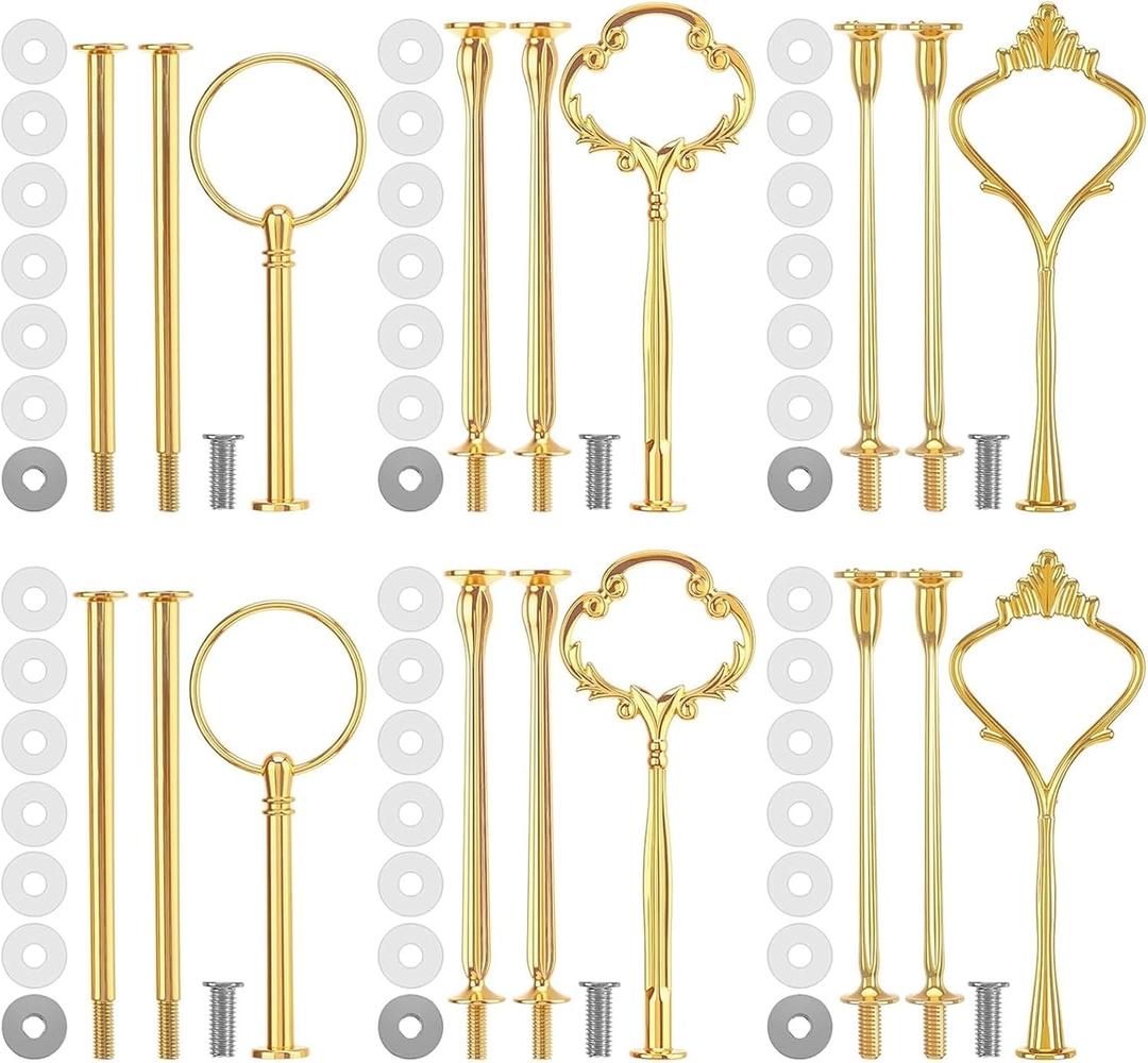 6 Sets 3 Tier Cake Stand Hardware Kit - Tiered Tray Hardware Fittings Hardware Fittings Stacking Wedding for Cake Stand Wedding Party Gold