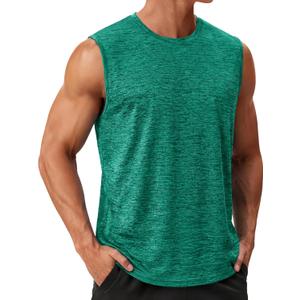 TACVASEN Men's Sleeveless Tee Shirt Quick Dry Workout Gym Tank Tops Summer Cooling Bodybuilding Muscle Shirts (Green, M)