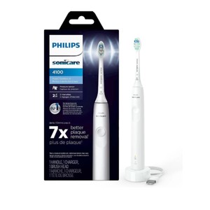 Philips Sonicare 4100 Rechargeable Electric Toothbrush, Advanced Plaque Removal, Pressure Sensor, Includes Brush Head Case, White BD5002AZ