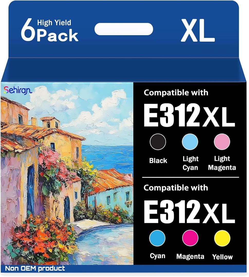 312XL Ink Cartridge High Yield Replacement for 312XL Ink Cartridge with Expression Photo XP-8500 XP-8600 XP-8700 Printer ( 6-Pack, 1 Black,1 Cyan,1 Magenta,1 Yellow,1 Light Cyan,1 Light Magenta )