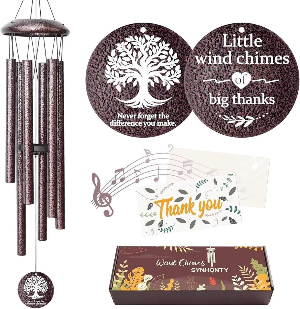 Thank You Gifts for Women Men, 25" Wind Chimes Appreciation Gifts for Employee Teacher, Coworkers, Nurses, Gratitude Thoughtful Gift Ideas for Mother Father Family Friends