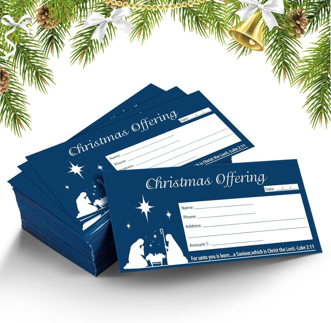 Cholemy 500 Pcs Christmas Offering Envelopes - 6.3 x 3.1 Inch Tithes and Offering Envelopes for Religious Tithe Donation - Bulk Christmas Church Supplies (Star)