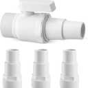 JellyArch 4 Pcs 2 Way Ball Valve Compatible with Hayward SP0729 and Replacement Universal Combo Hose Adapter Compatible with Hayward SPX1091Z7 or SPX1091Z4 for Ground Pool Pump Skimmer