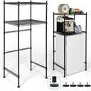 KELIXU Mini Fridge Shelf 2-Tier Metal Mini Fridge Stand with Storage, Adjustable Height Microwave Stand Multifunctional Rack for Dorm, Kitchens, Offices, Easy to Install, 52 H x 24 W x 18 D, Black