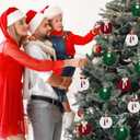 12 Pcs 3.15" Crochet Christmas Ball Ornaments Set with Wooden Chips and Ribbons Classic Red Green White Knitted Hanging Balls for Neutral Rustic Farmhouse Christmas Tree Holiday Xmas Decoration