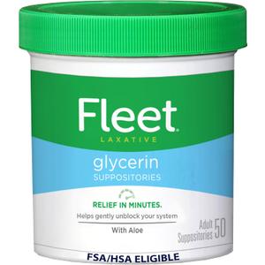 Fleet Glycerin Suppositories for Constipation Relief, 50ct