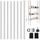 Thyle 4 Pack 60-Inch Wire Shelving Posts with 50 Clip, Chrome Steel, Sliver