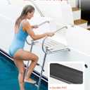 VEVOR Boat Ladder, 3 Steps Stainless Steel Telescoping Folding Swim Deck Ladder for Rear Entry Inboard, 400 lbs Capacity with Wide Non-Slip Steps & Handrails, for Outboards, Yacht, Pontoon Boats