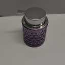 Fvstar 10 Oz Glass Hand Soap Dispenser with Pump, Refillable Bathroom Gold Foaming Soap Dispenser, Vintage Glass Diamond Lotion Container Bottle for Bathroom and Kitchen (1, Purple and Silver)