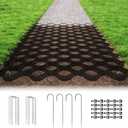Gravel Grid 2'' Depth with Metal Stakes, 6.6x16.4 FT Geogrid for Gravel Driveway 2200 lbs per Sq FT Erosion Control Ground Grid Gravel Stabilizer Grid for Driveway, Parking Lot, Slope, Walkway, Patio