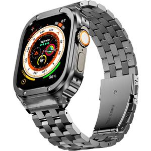 SUPLINK Stainless Steel Case with Bands Compatible with Apple Watch Ultra Band/ 3/ Apple Watch Ultra 2 Band 49mm, Metal Rugged Protective Bumper for iWatch Bands Men, Space Grey SUPLINK Stainless Steel Case with Bands Compatible with Apple Watch Ultra Band/ 3/ Apple Watch Ultra 2 Band 49mm, Metal Rugged Protective Bumper for iWatch Bands Men, Space Grey
