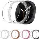 Seltureone 5+5 Pack Bling Case for Samsung Galaxy Watch 8 40mm Screen Protector, Hard PC Bumper Cover with Tempered Glass, All-around Shiny Rhinestone Case for Samsung Watch 8 40mm Only (Clear+Silver+Rose Gold+Pink+Black)