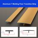 NeatiEase T Molding Floor Transition Strip, Aluminum Laminate Flat Divider for Joining Gaps, Threshold, Tiles, Gold, 4ft x 1.6in (3pcs)
