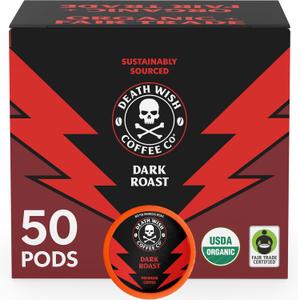 Death Wish Coffee - Dark Roast Single Serve Pods - (50 Count) BBD: 06/05/27