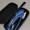 Cordless Electric Scissors, 4V Box Cutter & Cardboard Cutter with 2 Titanium Blades - Rotary Cutter with LED Light for Fabric, Leather, Carpet, Plastic, Crafting + Storage Case (Steel Blue)