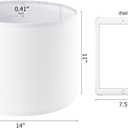 Pure-White Drum Lamp Shades Set of 2 Large Lampshade 14``Top x 14``Bottom x 11``High(Spider) Modern Lamp Shade for Table and Bedside Lamp - Lampshade Replacement