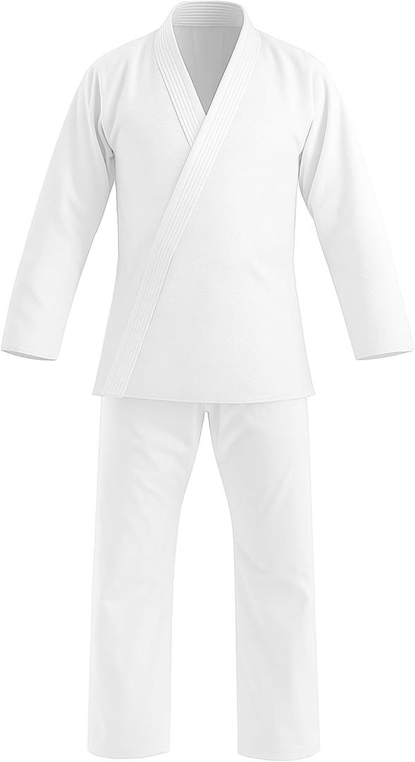 Delmont Kids Jiu Jitsu Gi BJJ Uniform for Boys & Girls (Gi Only) Breathable Karate Gi (K1, White)