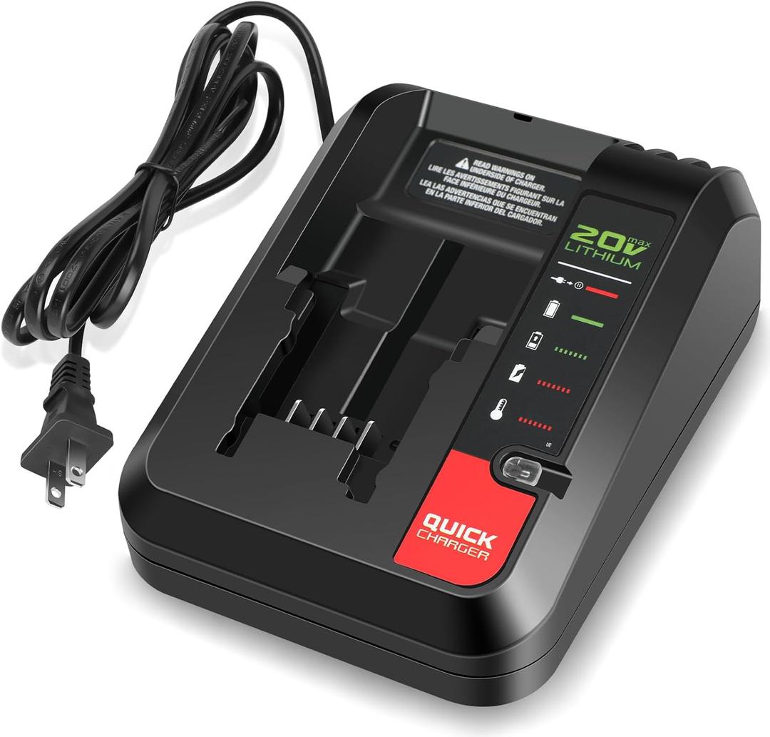 Battery Charger for Porter Cable 20V MAX Lithium Battery PCC685LP PCC680L PCC692L PCC699L and Black Decker 20V Battery LBXR20 LBX4020