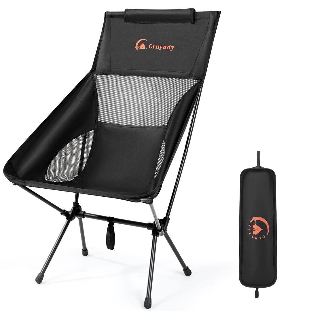 Folding High Back Camping Chair for Outside,Portable Camp Chair for Adults, Lightweight Compact with Carry Bag, for Hiking Lawn Picnic&Fishing(Black)