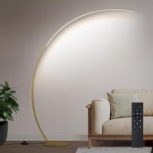 Dimmable LED Floor Lamp with 3 Color Temperatures, Ultra Bright 2000LM Gold Arc Floor Lamp, Modern Standing Tall Lamp with Remote Control Reading Floor for Bedroom Use Lamp for Office Classroom