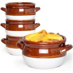 Vumdua French Onion Soup Bowls with Handles, 16 Oz Ceramic Soup Serving Bowl Crocks - Oven Safe Bowls for Chili, Beef Stew, Cereal, Pot Pies, Set of 4