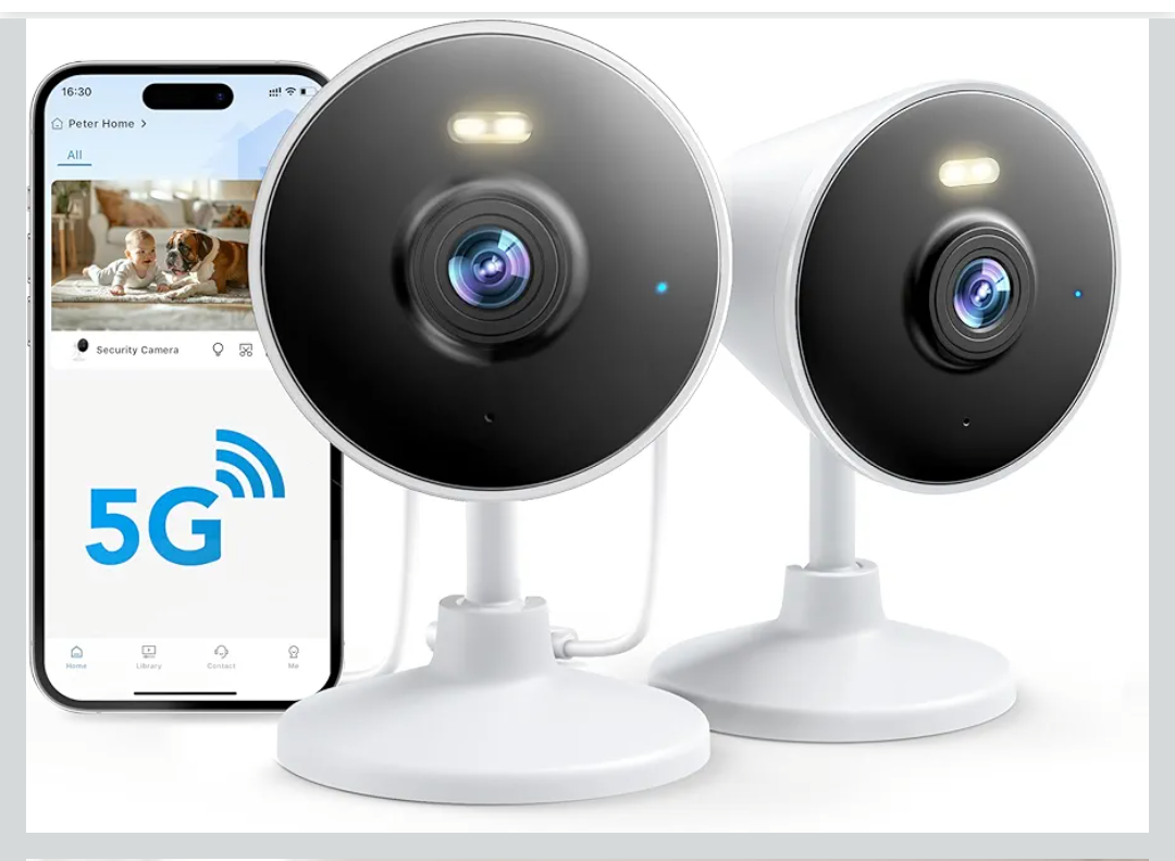[5G & 2.4G] Indoor/Outdoor Security Camera for Home, Baby/Elder/Dog/Pet Camera with Phone App, Wi-Fi Camera w/Spotlight, Color Night Vision, 2-Way Audio, 24/7, SD/Cloud Storage, Work w/Alexa, 2Pack
