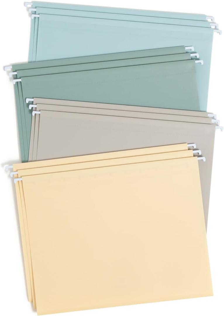 Smead Poly Plastic Hanging File Folders for Documents with Tabs, Letter Size, 0.5 Inch Expansion, File Cabinet Organizer for Filing Cabinets, Assorted Twilight Colors, 12 Pack, Office Supplies (10522)