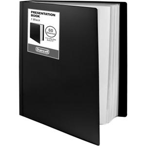 Dunwell Presentation Binder 60-Pocket, Displays 120 Pages, 8.5x11 Portfolio Binder with Plastic Sleeves, Storage and Organizer for Documents, Photos, Kids Artwork, Projects, Recipes (Black)