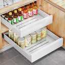 Pull Out Cabinet Organizer with Nano Adhesive, Heavy Duty Full-Extension Slide-Out Drawer for Kitchen Cabinet Organizers and Storage, No Drill Roll out Pantry Shelf, 13.8"W x 16.9"D x 3.1"H, White