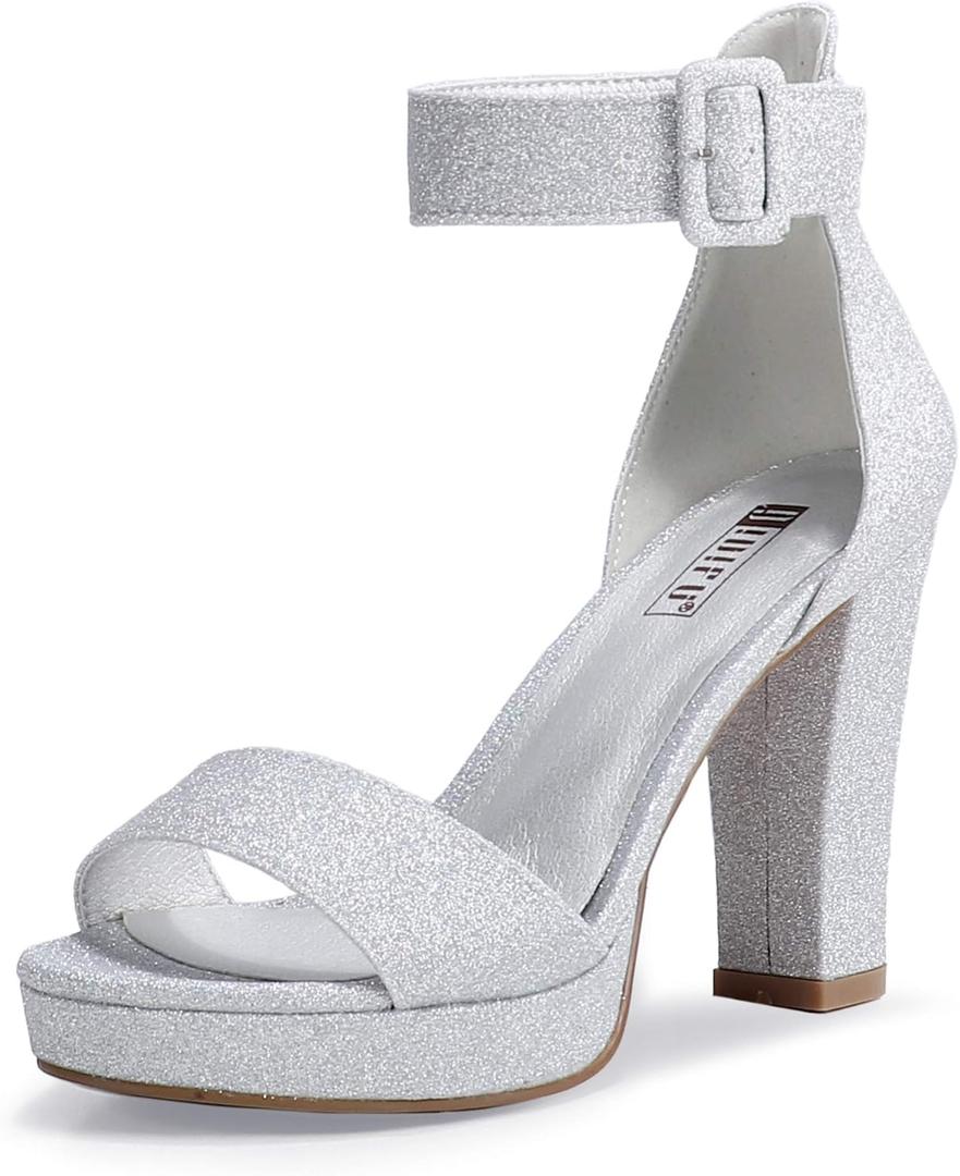 IDIFU Women's IN4 Sabrina Platform Chunky High Heels Ankle Strap Heeled Sandals Wedding Party Dress Shoes (5)