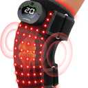 Red Light Therapy & Vibration Knee Massage Cordless, Multi-wavelength 660nm & 850nm Infrared Portable Heated Knee Brace, Red Light Therapy Wrap for Knee/Elbow/Shoulder Joints, 20-min Timer (Black)