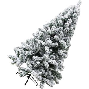 White Artificial Flocking Christmas Tree with Dense Branches Home Tree Decor for Indoor Holiday Display and Realistic Snowy Pine Adornment Festive and Seasonal Decoration