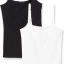 Amazon Essentials Women's Maternity Nursing Tops, Pregnancy Clothes with Adjustable Straps and Built-in Shelf Bra, Pack of 2 (Large, Black/White)