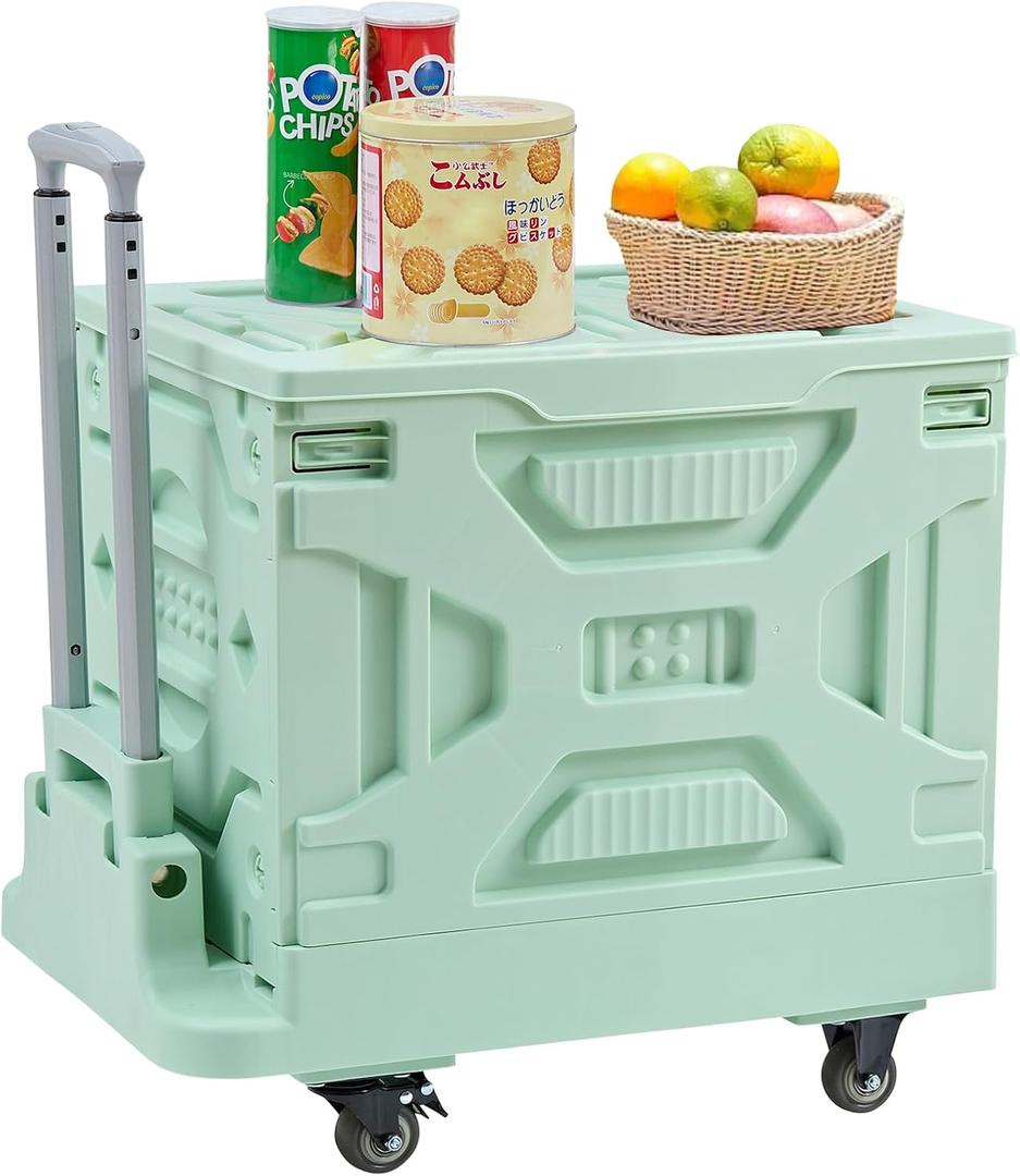 VECELO Foldable Shopping Cart with Wheels, 16GAL, Green
