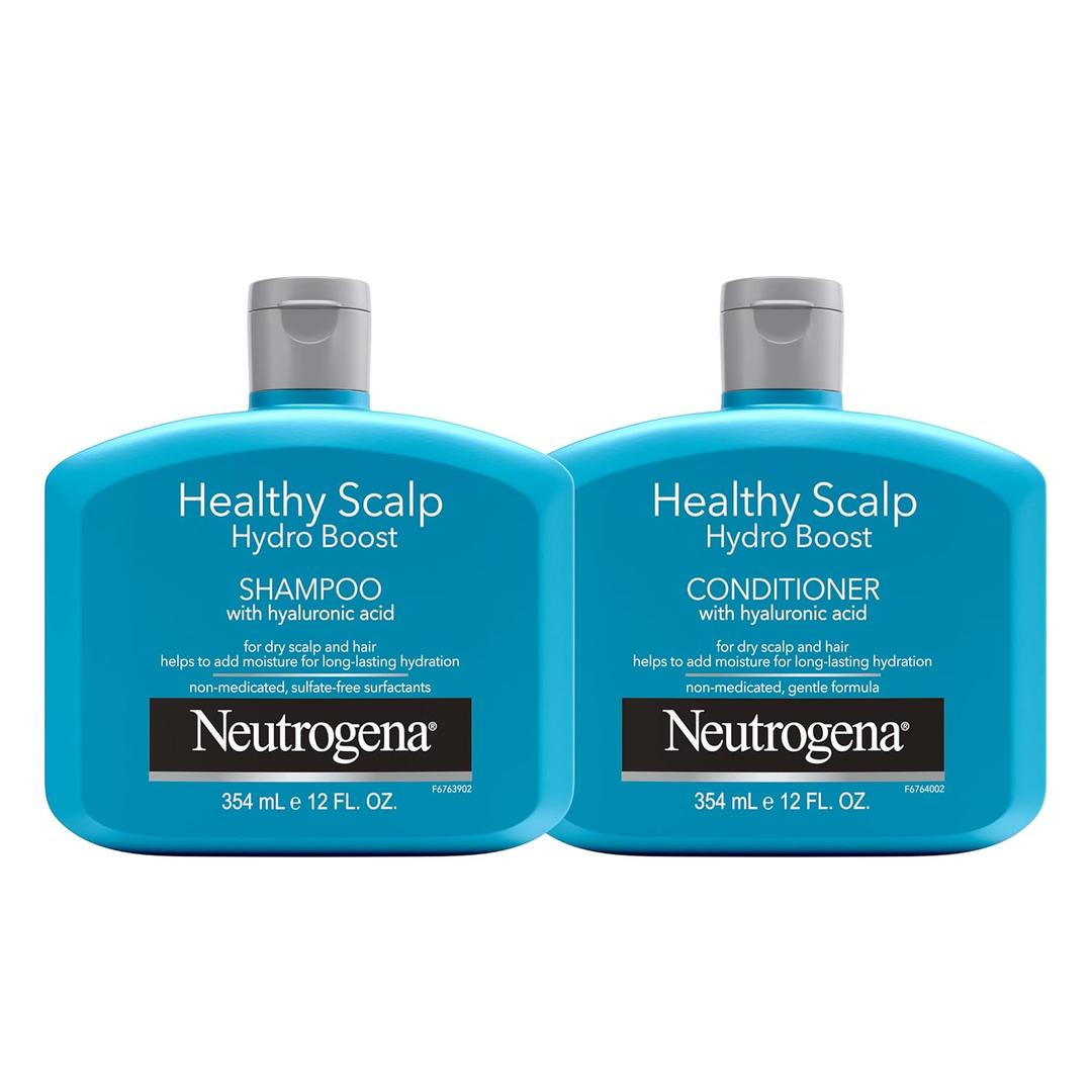 Neutrogena Moisturizing Healthy Scalp Hydro Boost Shampoo & Conditioner for Dry Hair and Scalp, with Hydrating Hyaluronic Acid, pH-Balanced, Paraben & Phthalate-Free, Color-Safe, 12 Fl Oz (Set of 2)