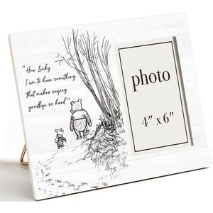 Going Away Gifts Classic Pooh Bear Picture Frame, Farewell Gifts for Friends Sisters Besties, Saying Goodbye So Hard Photo Frame for 4 x 6 Inch Photo
