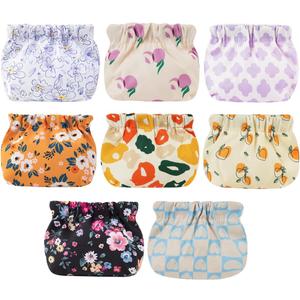 8 Pcs Mini Makeup Bag for Purse, Small Cosmetic Bag for Women, No Zipper Self-closing Travel Bag, Snap Closure Organizer Pouch, Waterproof Portable Coin Purse Storage for Cosmetics, Headphones, Jewelry