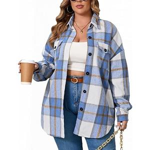 Women's 1X-5X Plus Size Flannel Plaid Corduroy Shacket Jacket Oversized Button Down Coats Shirts Winter Fall XL