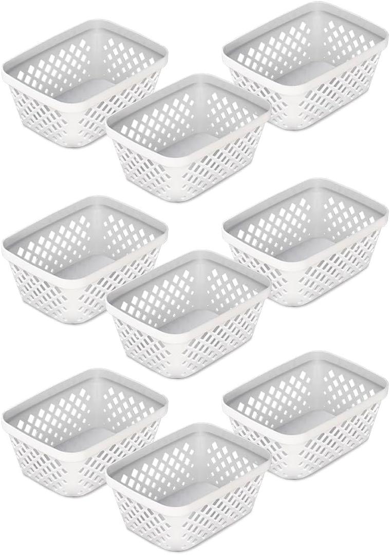 Glad Plastic Storage Basket Set - Multipurpose Drawer Trays, Kitchen Pantry Containers, and Bathroom Bins - 9 Pack Small Organizers, White, 6.25" L x 4.6" W x 2.7" H