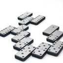 Bucher&Rossini Metal Surface Dominoes Set Double 6 - Classic Black Domino's Game Set with Silver Metal Surface Dominos Set for Adults and Kids Ideal Gift for Domino Players or Family Game Night