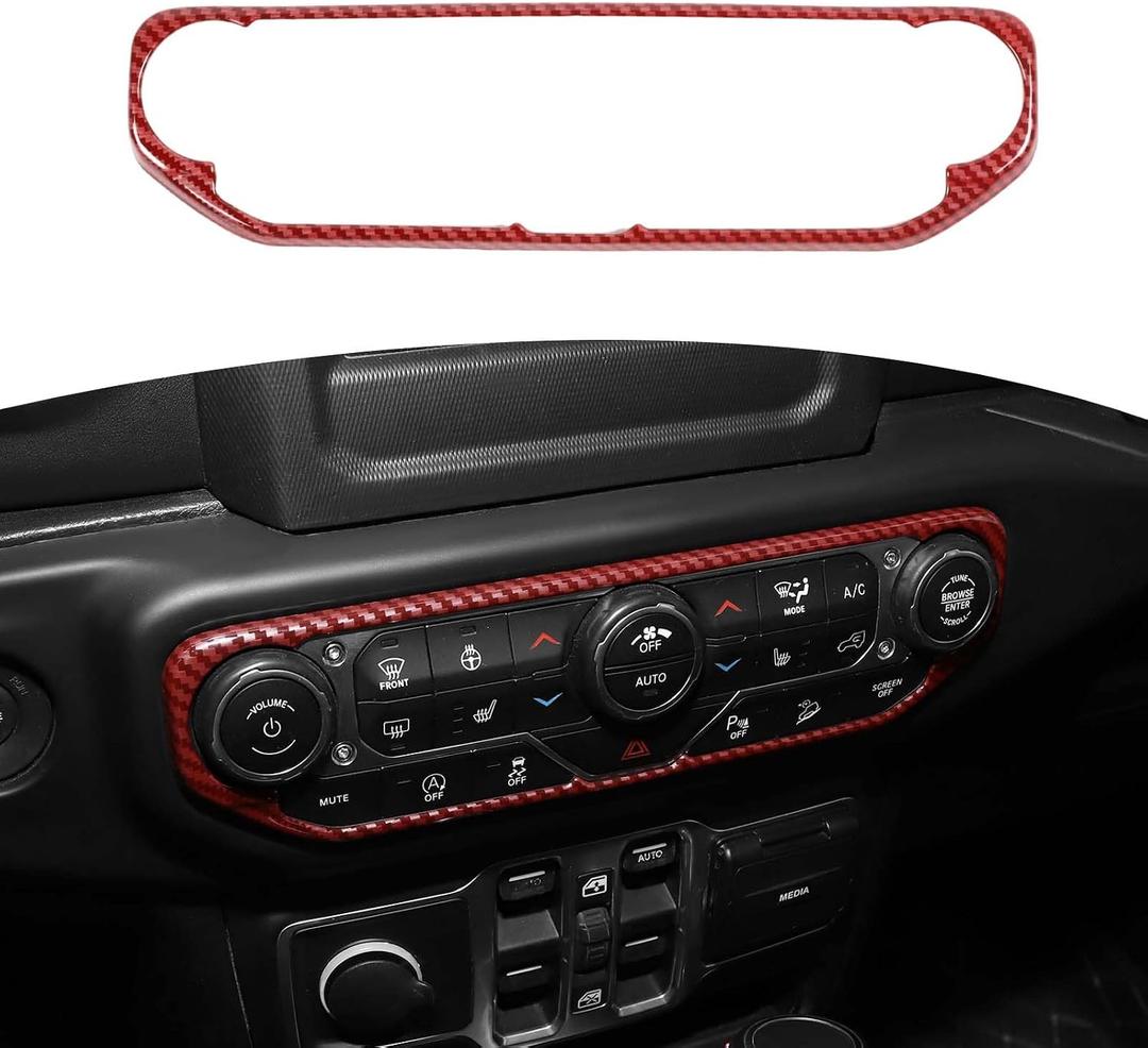 RT-TCZ for Wrangler JL Center Dash AC Switch Cover Trim Frame for Jeep Wrangler JL JLU Gladiator JT 2018-2023 Red Carbon Fiber Interior Accessories
