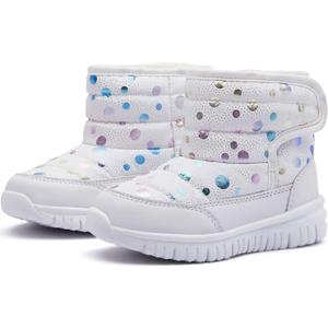 HOBIBEAR Boys Girls Toddler Snow Boots Waterproof Slip Resistant Outdoor Winter Shoes(Toddler/Little Kids/Big Kids) (Glitter White)