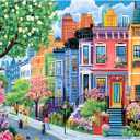 500 Pieces Puzzles for Adults, Spring Puzzle for Adults Elderly, Colorful Street Jigsaw Puzzle, Recycled Paper Puzzle 500 Pieces, Family Activity Game Nights Gifts 20.5x15 in