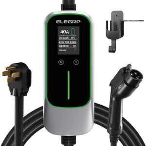 ELEGRP Level 2 EV Charger 40Amp, J1772 Portable Electric Car Charger, 240V NEMA 14-50 Plug, ETL Certified with 25FT Extension Cable