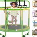 LANGXUN 60" Trampoline for Kids, 5ft Toddler Mini 6-in-1 Trampoline Indoor Outdoor with Swing, Basketball Hoop, Dart Board, Rings, Christmas Toys Birthday Gifts for Girls Boys