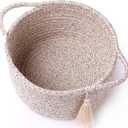 Empty Gift Basket  SweetMemo Mini Woven Rope Organizer Baskets for Gifting, Baby Shower, Desk, Makeup Brushes, Bathroom, Shelves  Small Decorative Storage Bin with Gift Bag & Ribbon  Warm Brown (1 Pack)