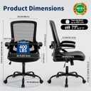 Ergonomic Office Chair, Desk Chair with Adjustable Lumbar Support, Breathable Mesh Comfy Computer Chairs with Flip-up Armrests Executive Task Chair for Adults Home Office(Black)