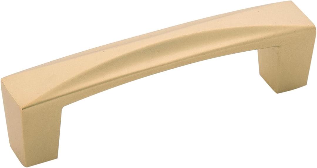 Hickory Hardware 1 Pack Solid Core Kitchen Cabinet Pulls, Luxury Cabinet Handles, Hardware for Doors & Dresser Drawers, 3 Inch Hole Center, Flat Ultra Brass, Crest Collection
