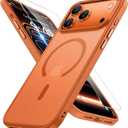 Miracase Magnetic for iPhone 17 Pro Max Case with Screen Protector [Compatible with MagSafe] Slim Thin Phone Case Military-Grade Protected for 17 ProMax Cover Bumper 6.9", Orange